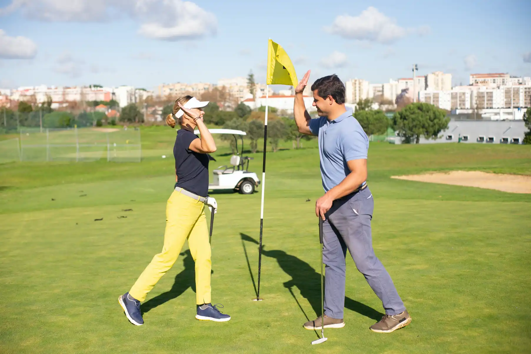 Tour Performance Golf Academy Students lined up with their golfing equipment.